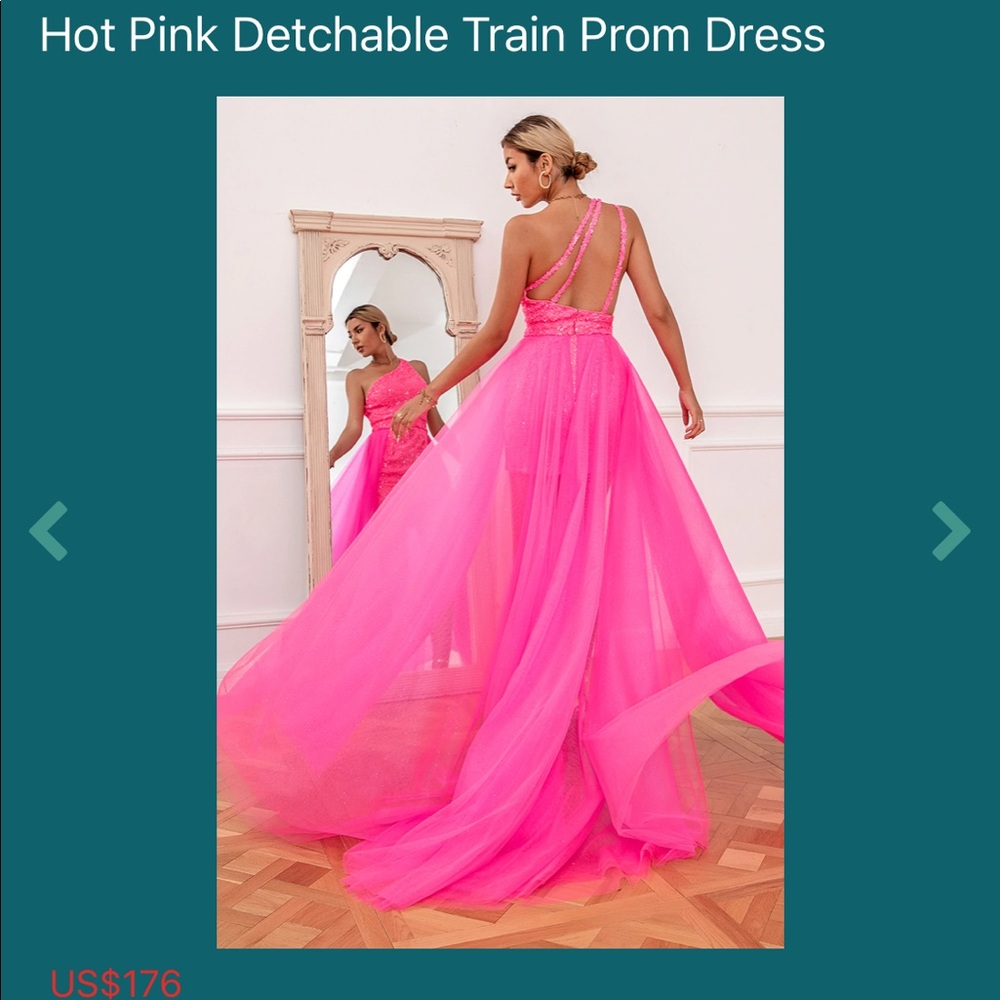 Hot pink dress with detachable train